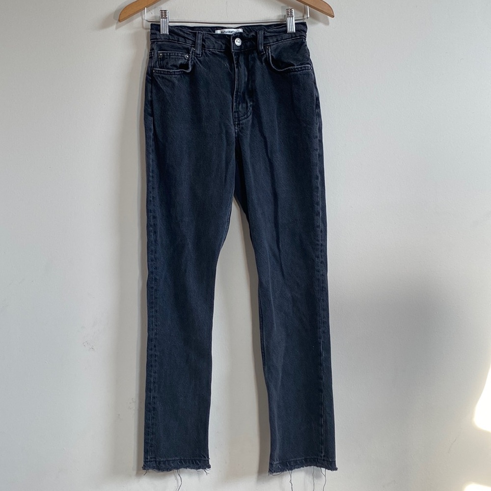 Reformation black raw hem skinny jeans